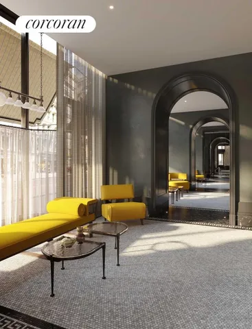 a view of hall way with furniture