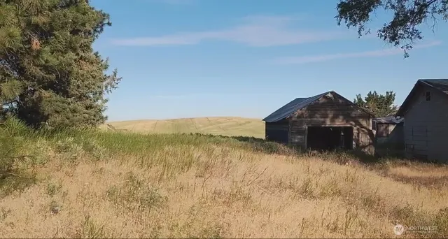 a view of ocean with a big yard