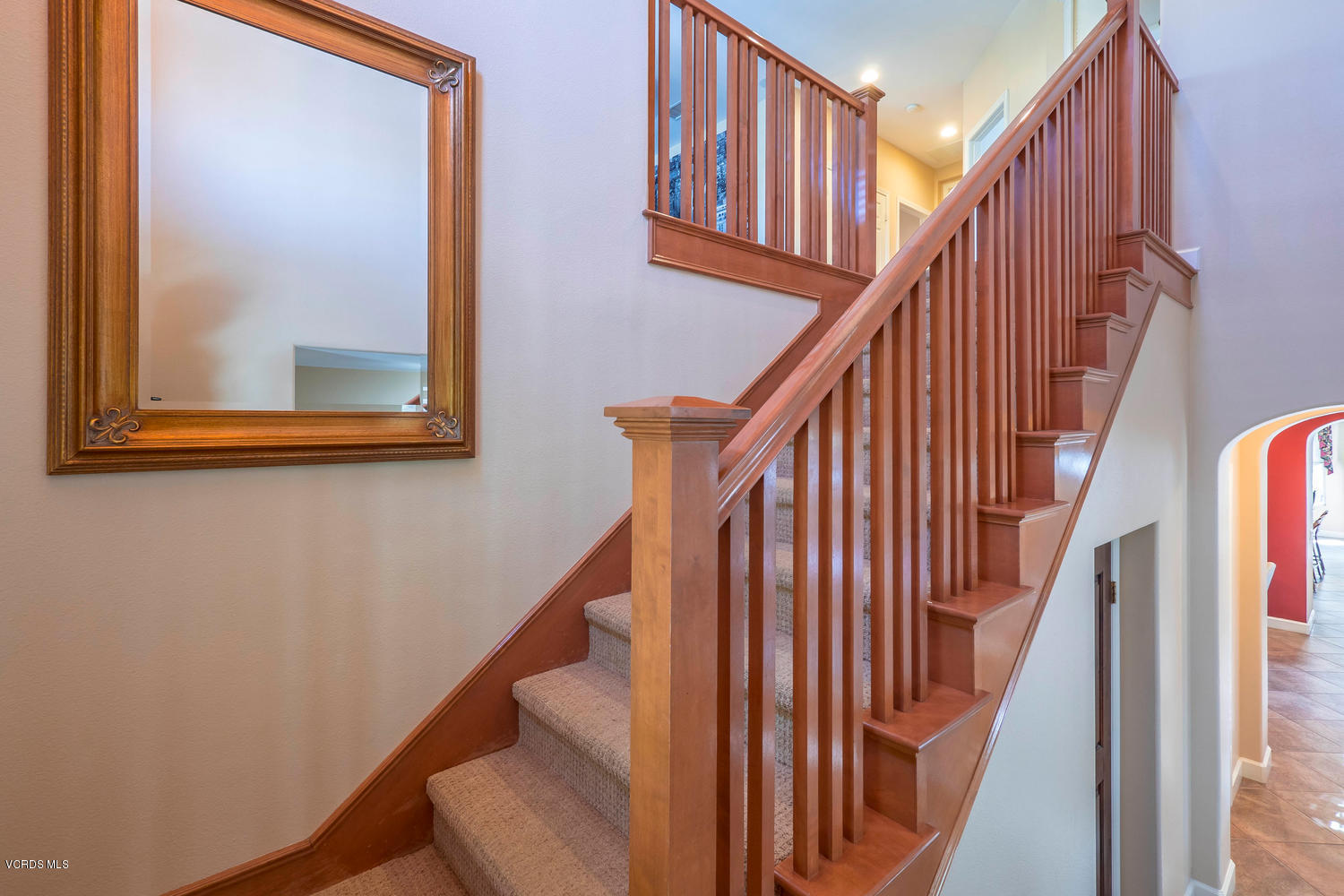 782 Running Creek Simi Valley, CA 93065 - Photo 24 of 49 a view of staircase with wooden floor and white walls