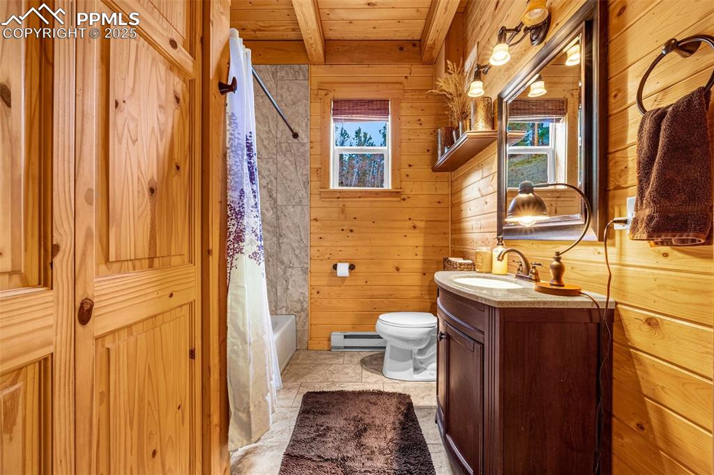 325 Willow Road Divide, CO 80814 - Photo 13 of 45 a bathroom with a sink a toilet and shower curtain
