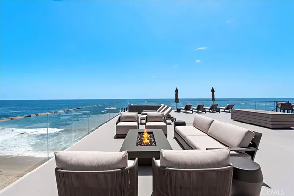 a view of a terrace with chairs