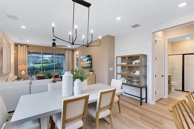 a view of a dining room and livingroom view