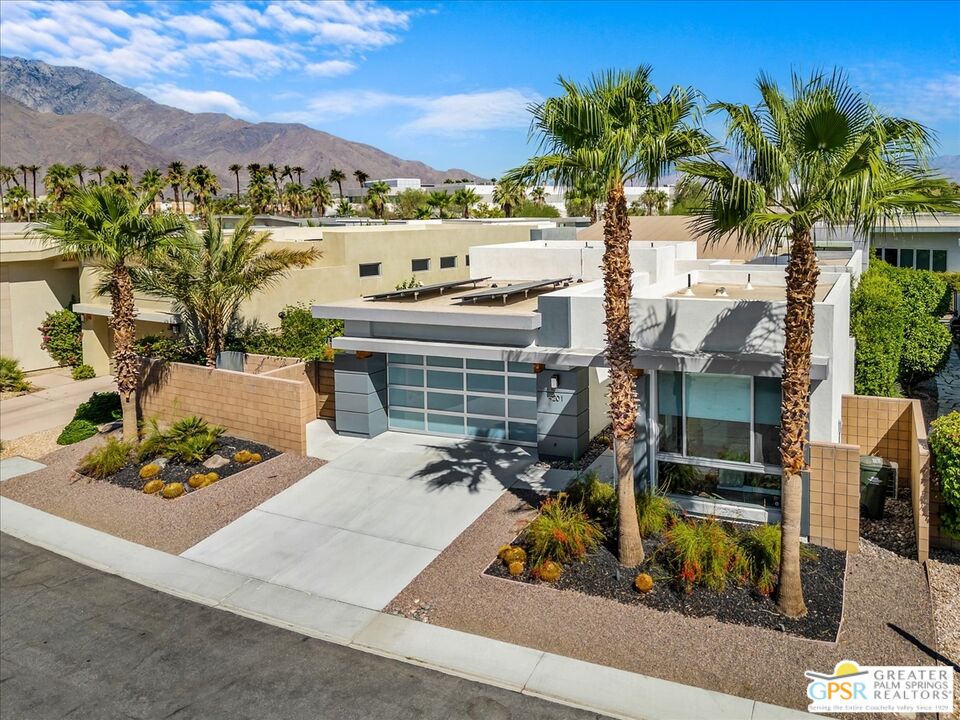 4201 Amber Lane Palm Springs, CA 92262 - Photo 46 of 55 front view of a house with a view of a yard with plants