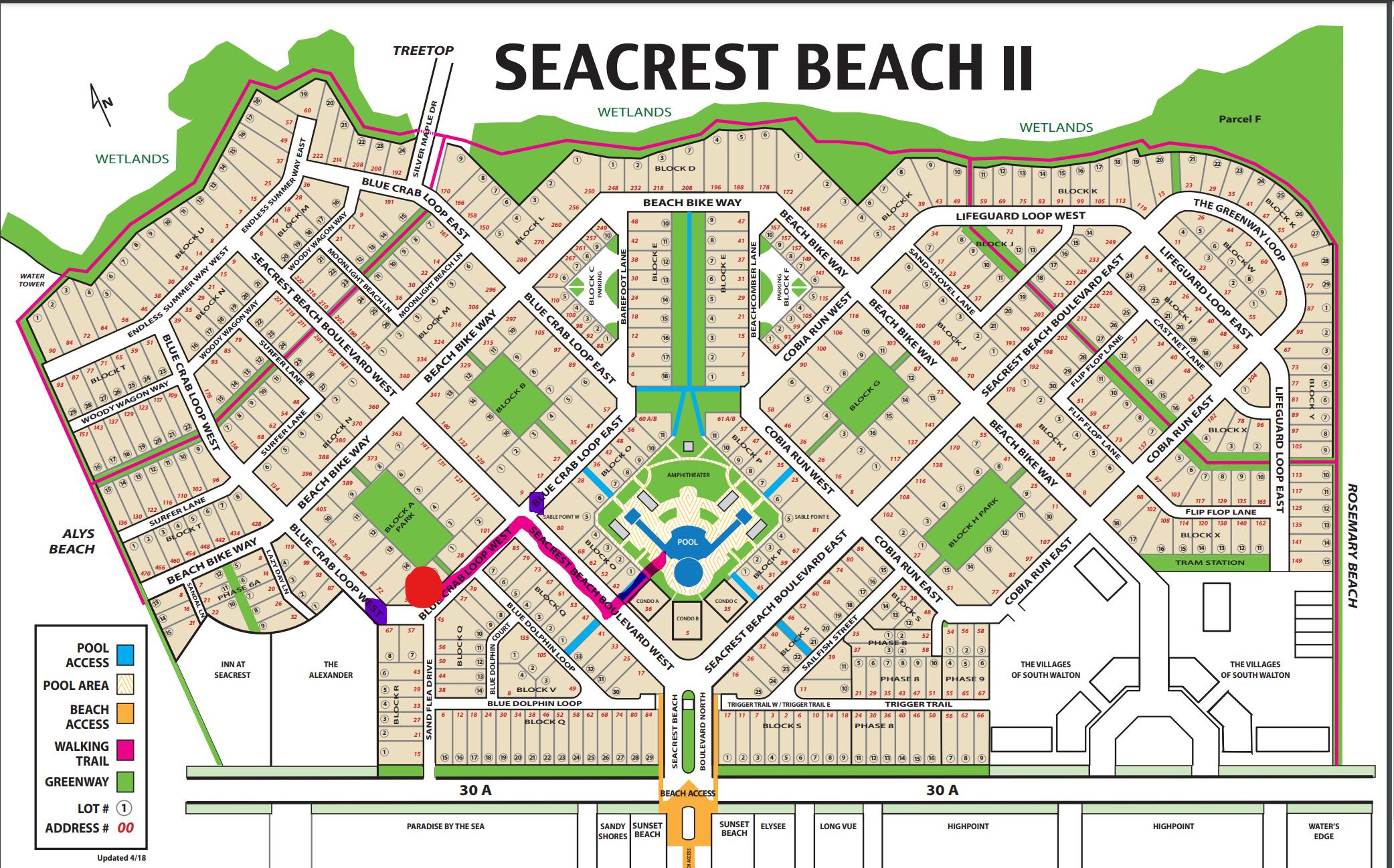50 West Blue Crab Loop Inlet Beach, FL 32461 - Photo 65 of 67 Seacrest Beach map marked with tram stop