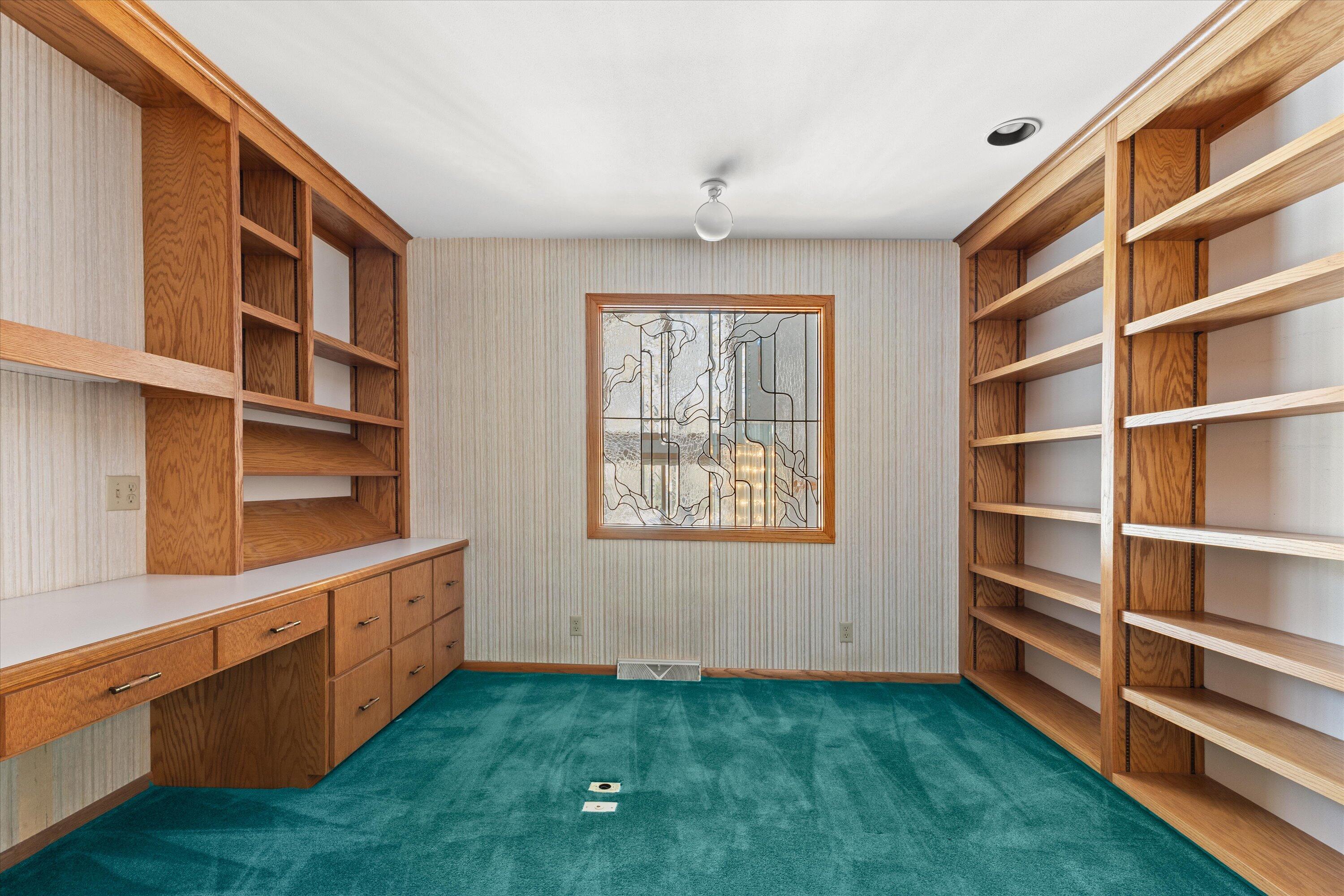 301 West Ravine Baye Road Bayside, WI 53217 - Photo 55 of 86 Attached Private Study with One of a Kind Leaded Glass Window, with Views Down into Foyer