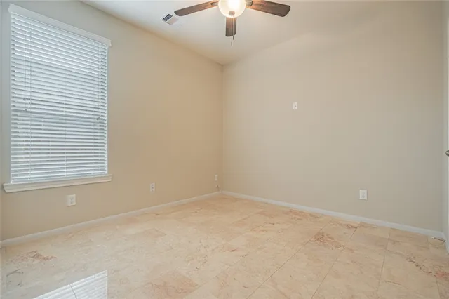 an empty room with a workbench