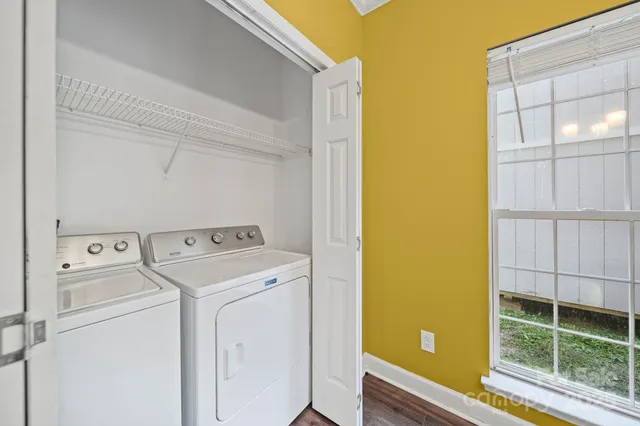 a utility room with dryer and washer