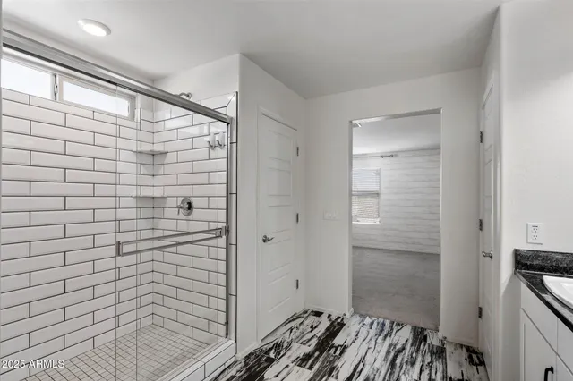 a bathroom with a shower