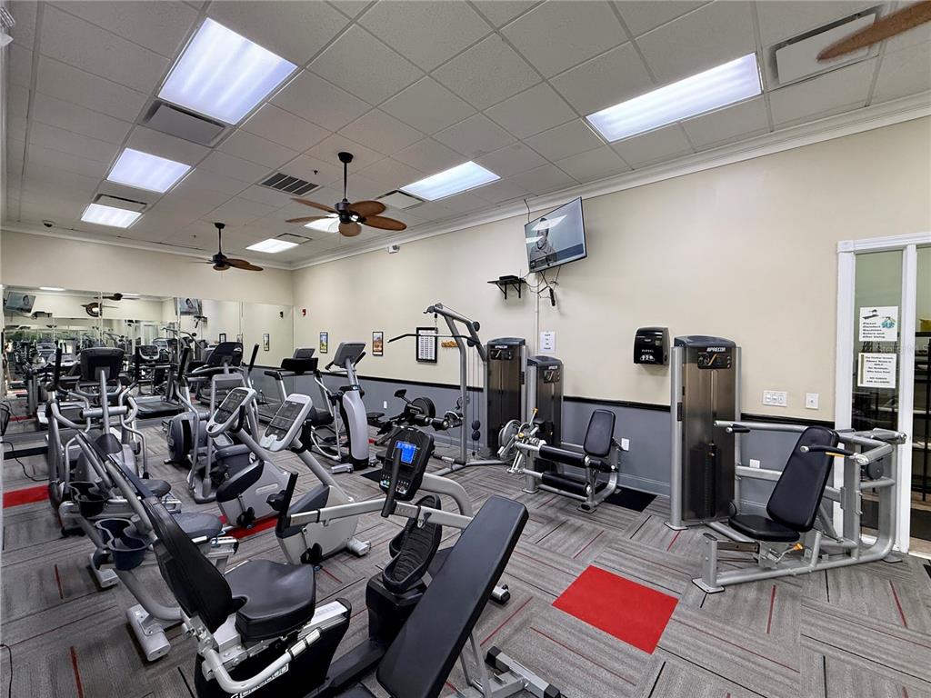 9500 Green Needle Drive New Port Richey, FL 34655 - Photo 27 of 28 a room with gym equipment and wooden floor