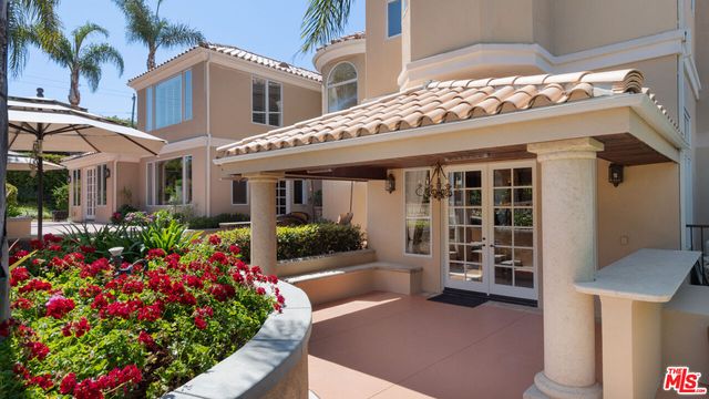 a view of a park with palm trees