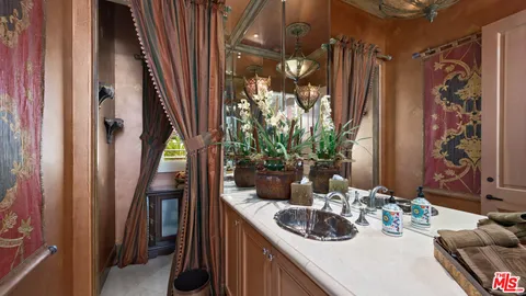 a view of a park with houses