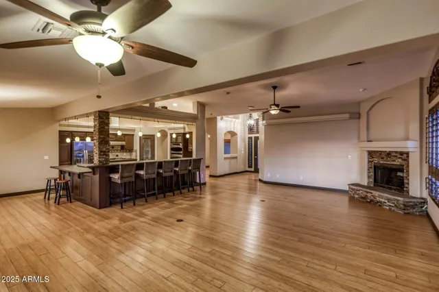 a view of a swimming pool with a patio