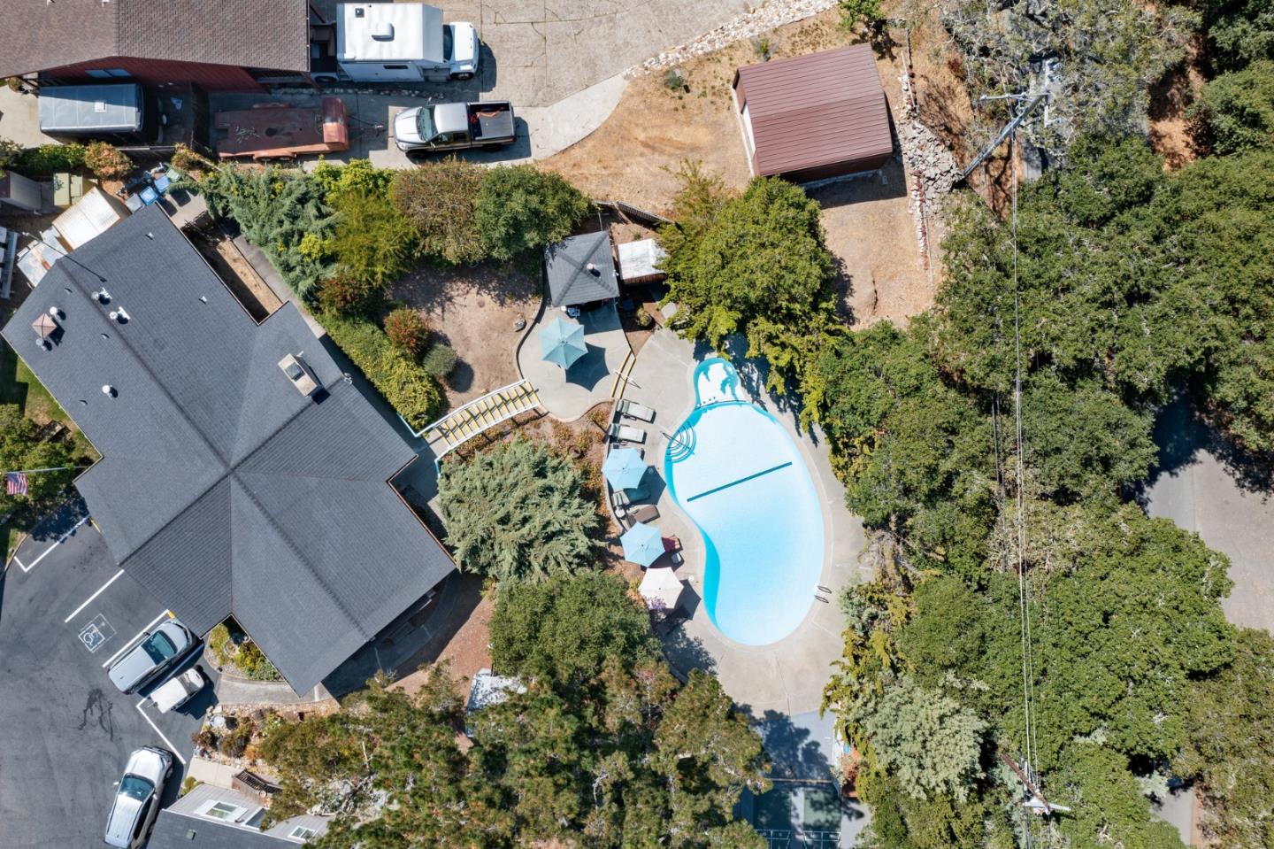 100 North Rodeo Gulch Road, Unit 65 Soquel, CA 95073 - Photo 28 of 33 an aerial view of a house with a yard and a fountain