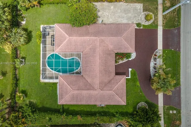 an aerial view of a house