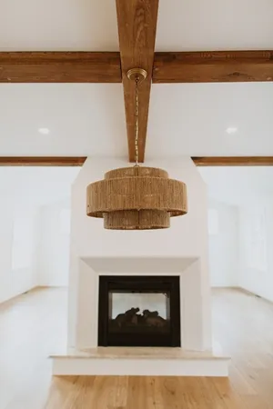 a bathroom with a double vanity sink and mirror