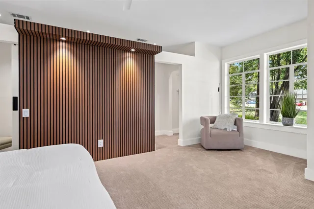 a room with a table and a chair