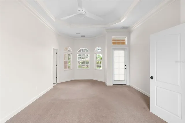 a spacious bathroom with a double vanity sink and a mirror