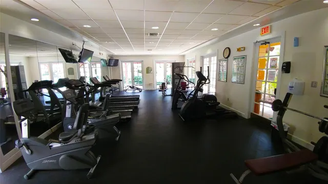 a view of a room with gym equipment
