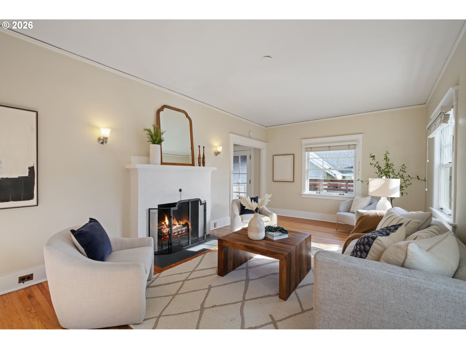 316 Northeast 44th Avenue Portland, OR 97213 - Photo 5 of 43 a living room with furniture and a fireplace