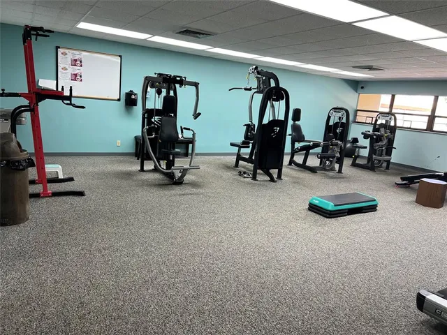 a view of a room with gym equipment