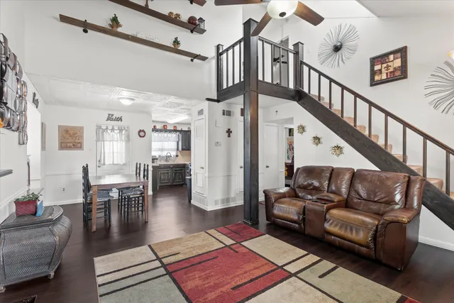a living room with furniture or wooden floor