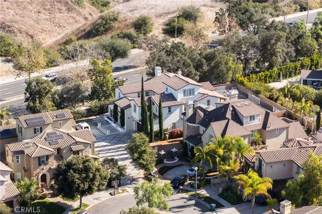 a view of a yard with plants and trees