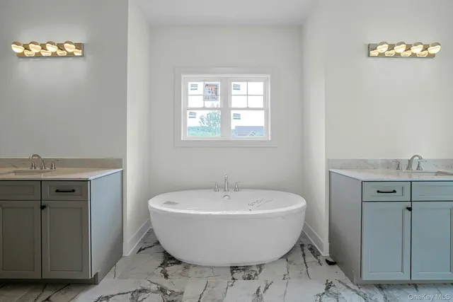 a view of a bathtub in a bathroom