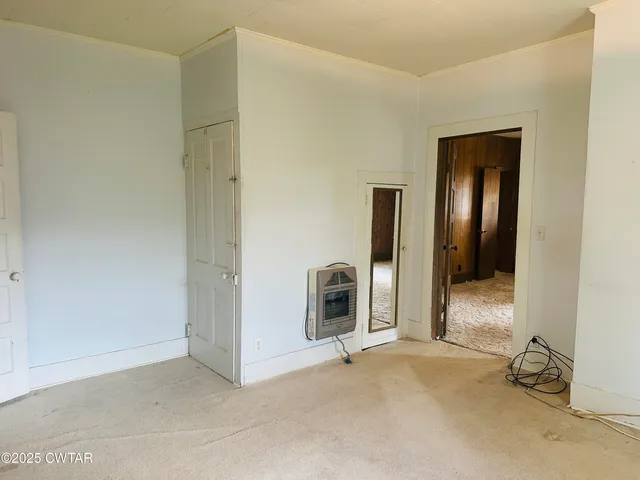 an empty room with closet