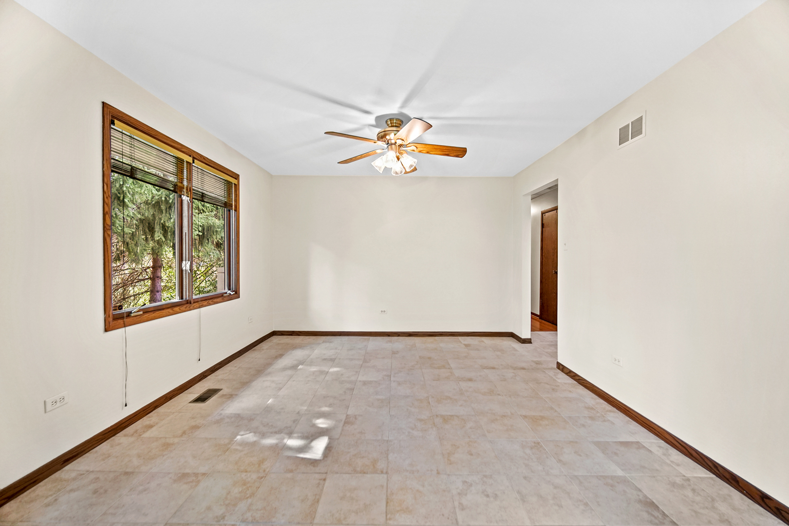 13105 Maple Road Mokena, IL 60448 - Photo 13 of 35 an empty room with windows and chandelier fan