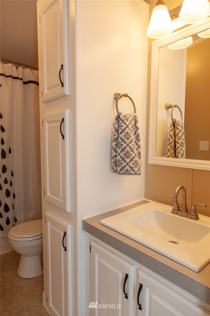 2977 East Smith Road Bellingham, WA 98226 - Photo 15 of 26 a bathroom with a sink a toilet and a mirror