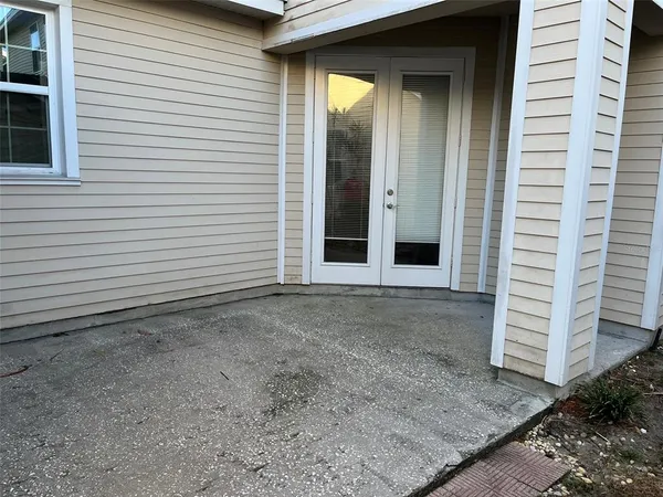 a view of a house with a large window