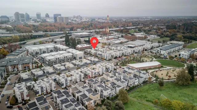 an aerial view of multiple house