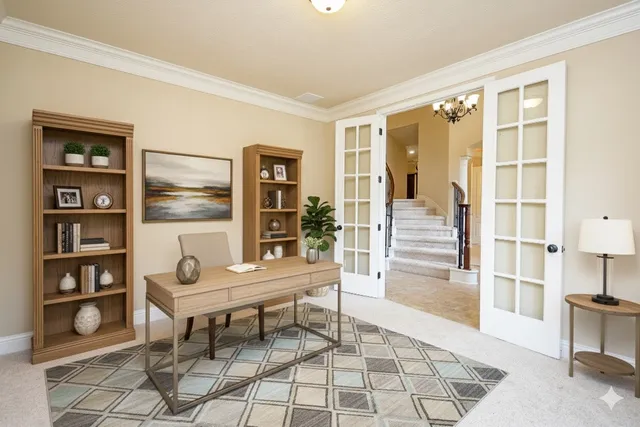a living room with furniture