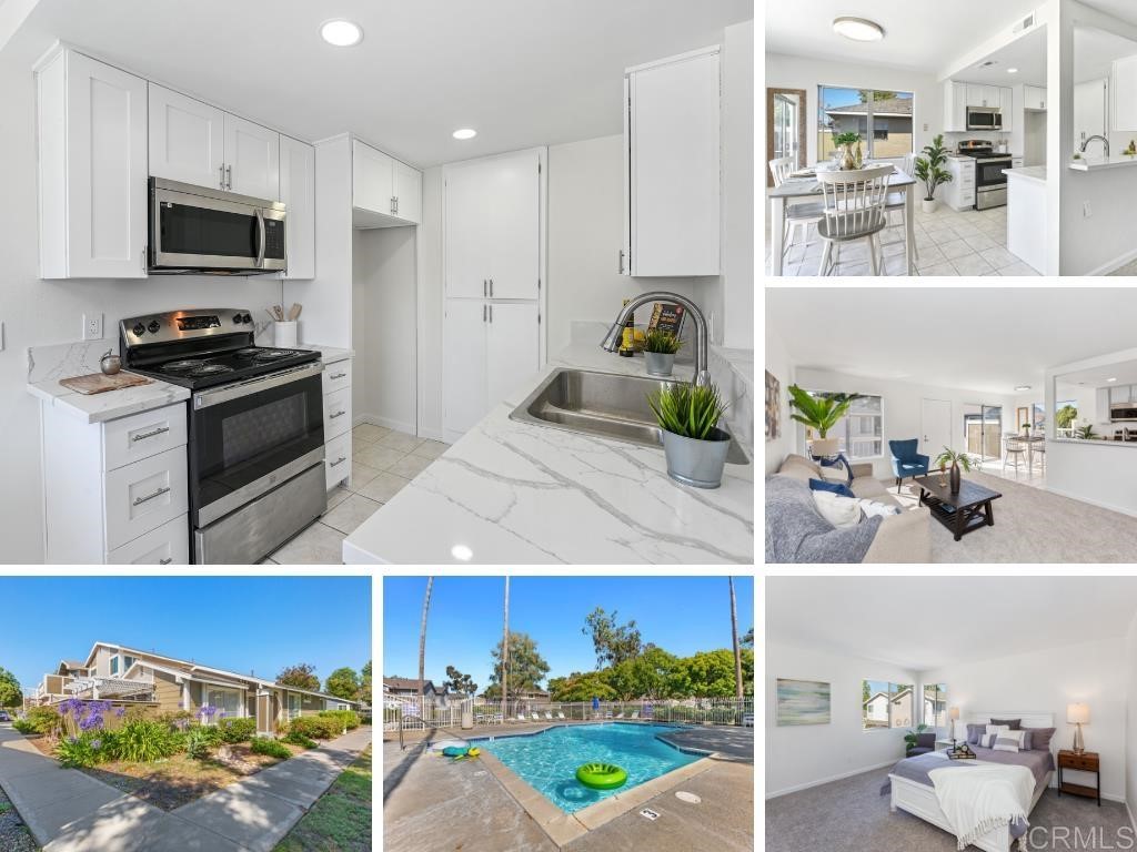 a kitchen with stainless steel appliances kitchen island granite countertop a refrigerator and microwave