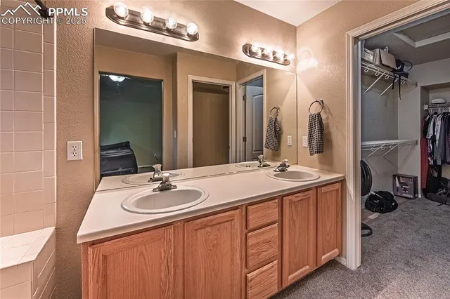 a bathroom with a sink double vanity