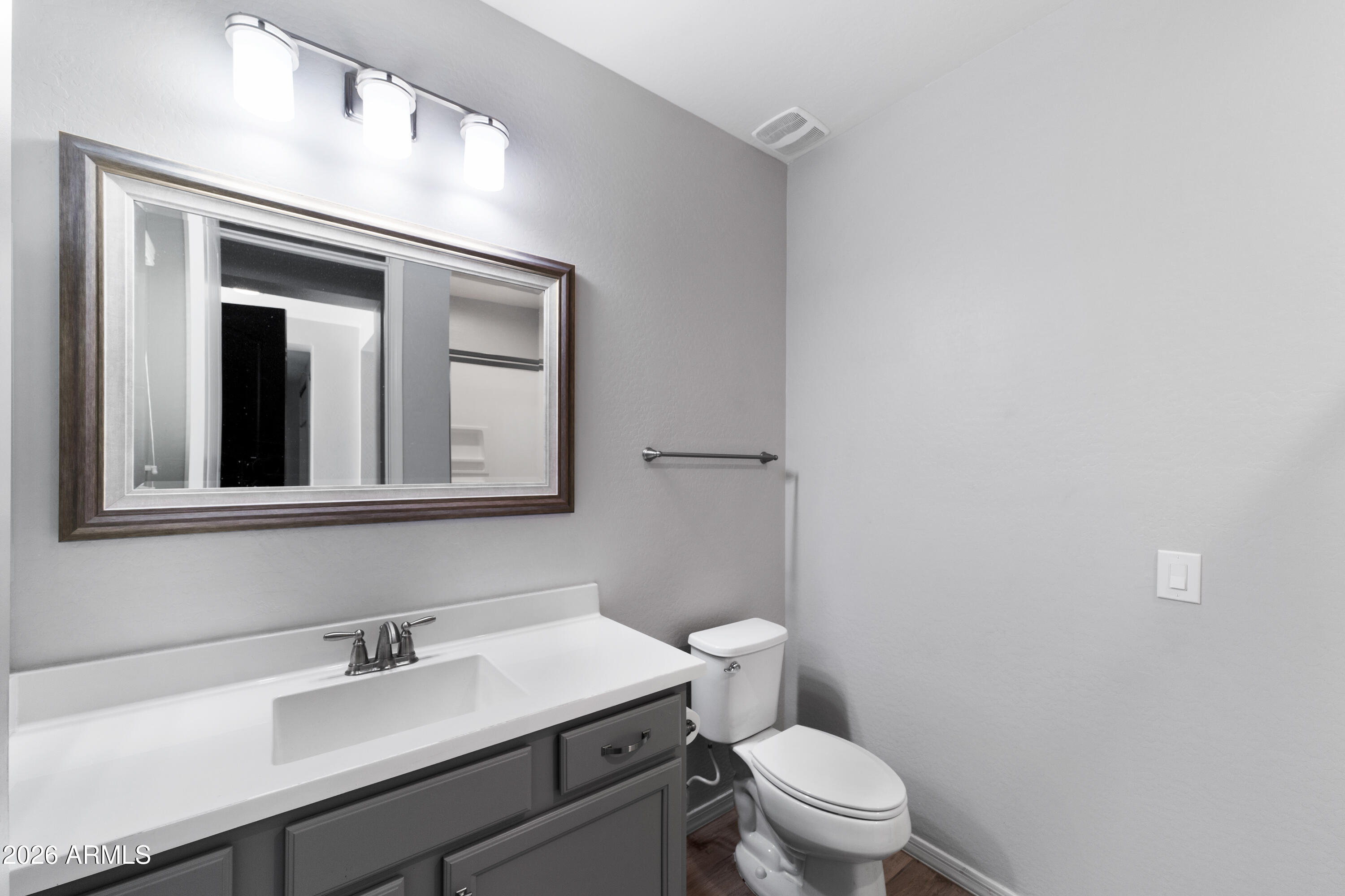 3909 East Perkinsville Street Gilbert, AZ 85295 - Photo 28 of 29 a bathroom with a sink a toilet and mirror