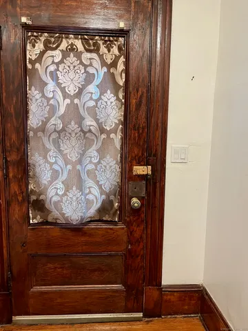 a view of wooden door