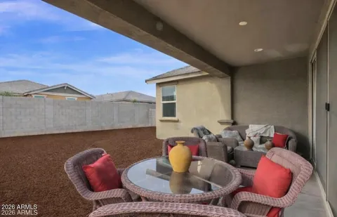 a dinning room with furniture