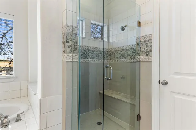 a bathroom with a shower