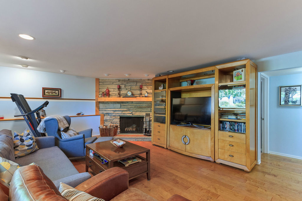 789 Ridge Road Highland Park, IL 60035 - Photo 25 of 36 a living room with furniture a flat screen tv and a fireplace