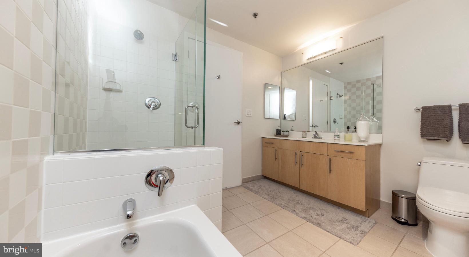 206 West Washington Square, Unit 1908 Philadelphia, PA 19106 - Photo 22 of 31 a bathroom with a sink a tub and a mirror