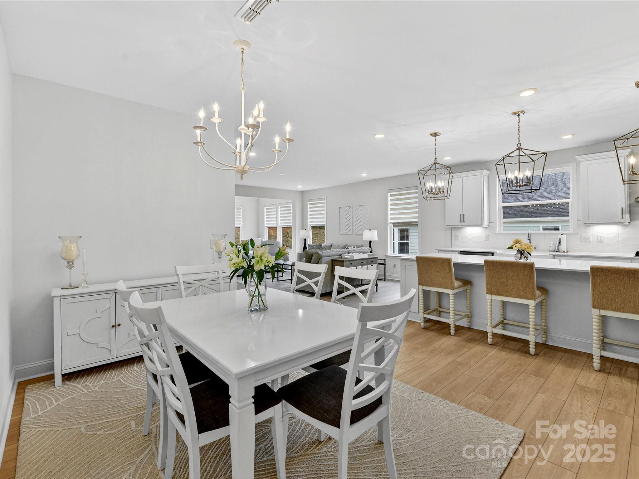 4790 Formation Court Lancaster, SC 29720 - Photo 20 of 41 a view of a dining room and livingroom with furniture wooden floor a rug a potted plant and a chandelier
