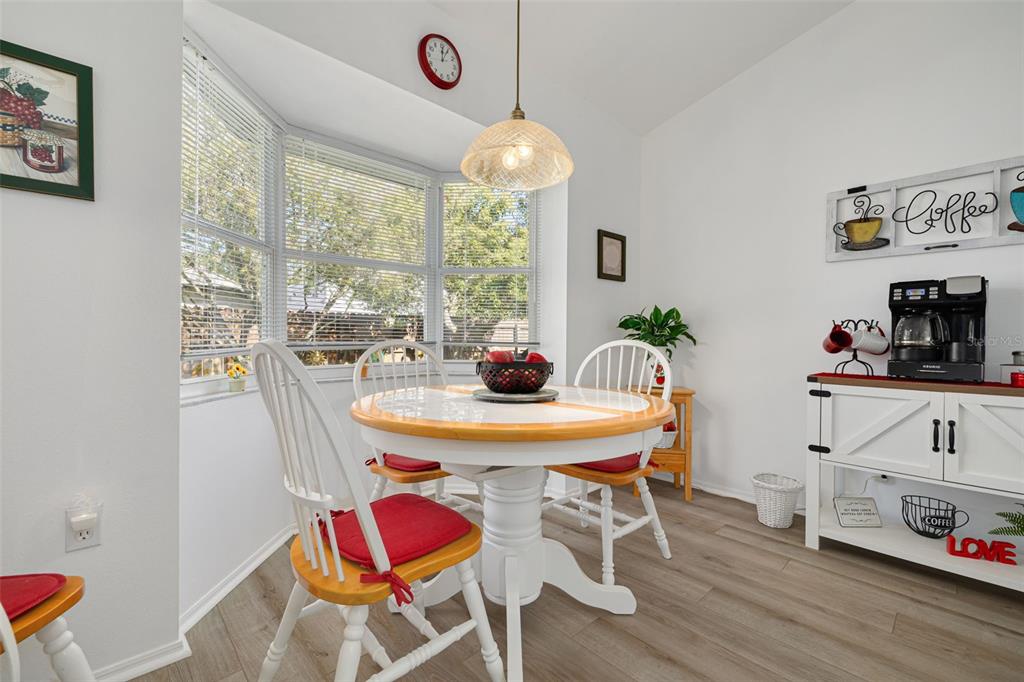 4245 Avanti Circle New Port Richey, FL 34655 - Photo 14 of 28 a view of a dining room with furniture a chandelier and wooden floor