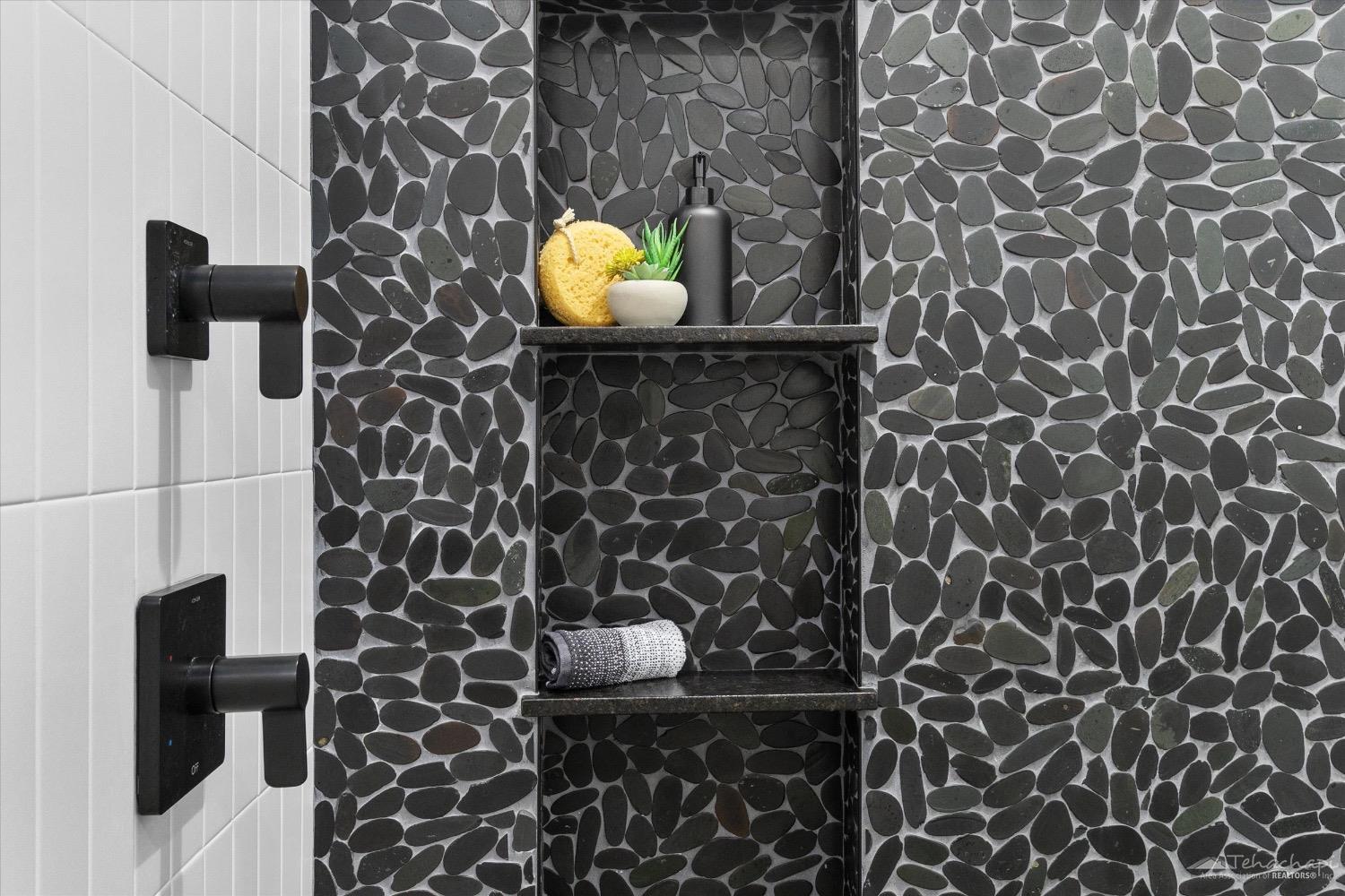 28901 Augusta Way Tehachapi, CA 93561 - Photo 44 of 65 a bathroom with a sink and a shower curtain