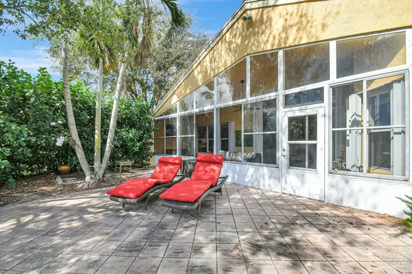 a view of a park with swings and slides