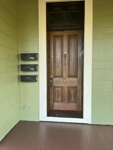 a view of wooden door