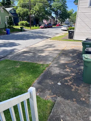 a view of a street with a play ground