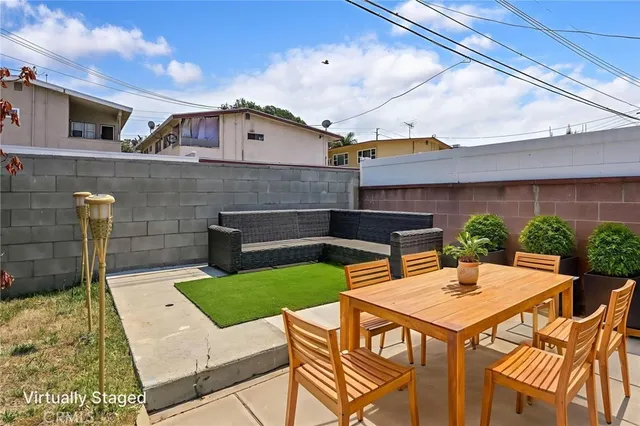 a view of an outdoor space with seating area