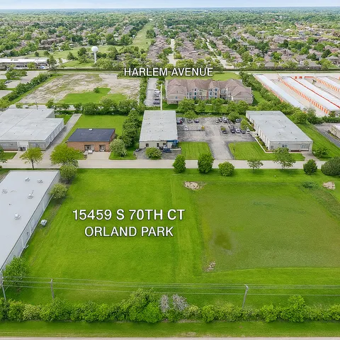 an aerial view of a house with a garden