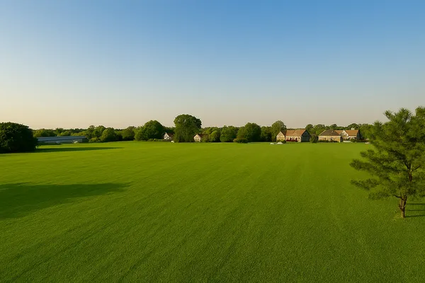a view of a golf course with a lake